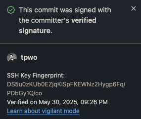 Commit signed with SSH key as displayed in GitHub